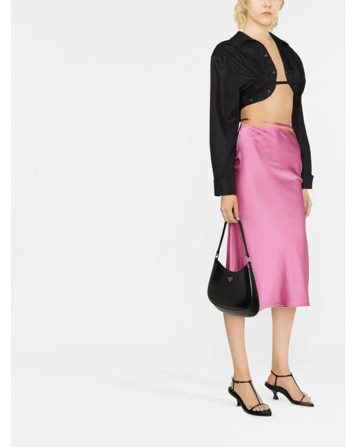 Jacquemus Black 'Le Chemise Machou' Gathered Cropped Shirt