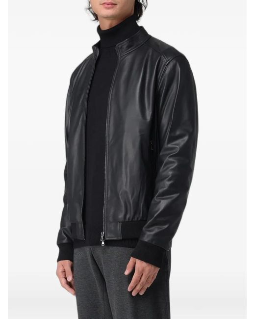 XC Black Leather Bomber Jacket for men