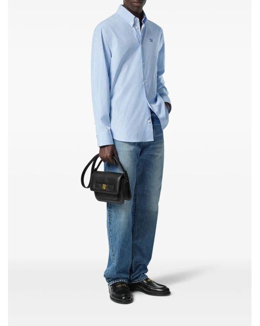 Versace Blue Medusa Striped Shirt for men