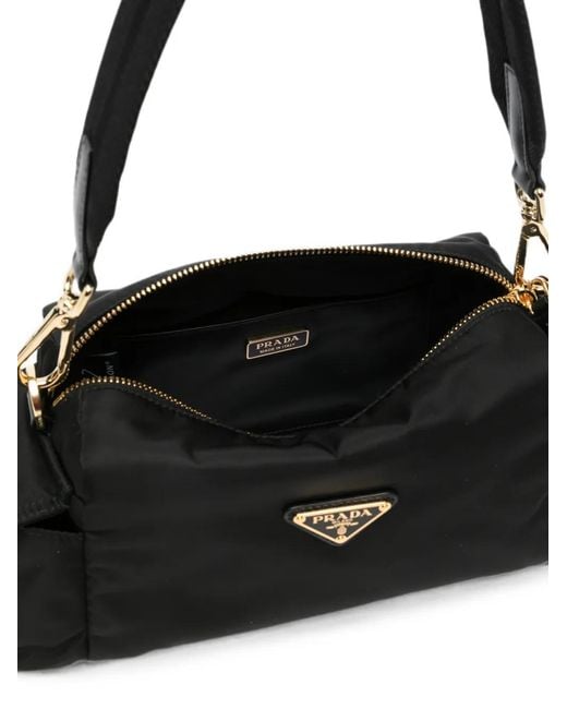 Prada Black Logo-Plaque Shoulder Bag