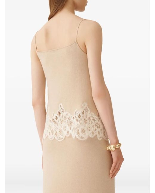 Fabiana Filippi Natural Lace-Trimmed Knitted Tank Top
