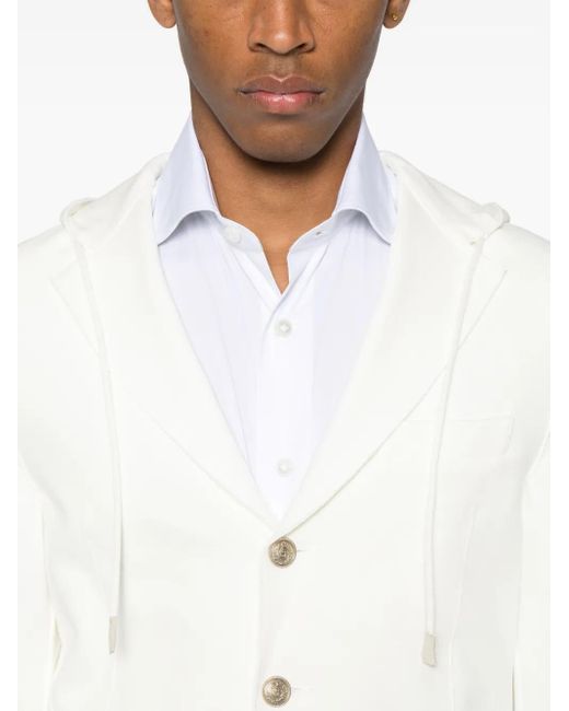 Eleventy White Hooded Blazer for men