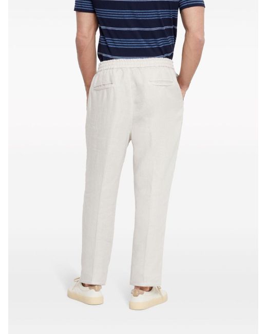 Pantalon à détails de plis en lin Brunello Cucinelli pour homme en coloris White