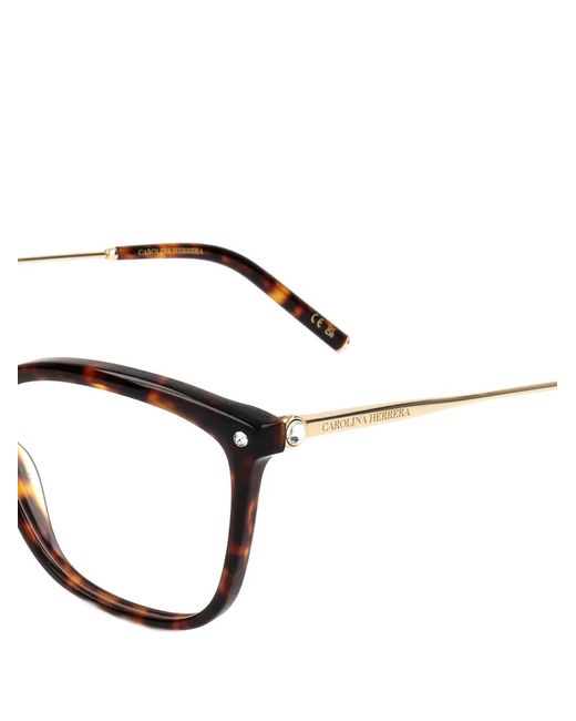 Carolina Herrera Brown Rectangle-Frame Glasses