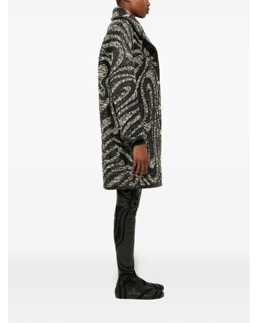 Emilio Pucci Black Tweed Coat With Marmo Pattern