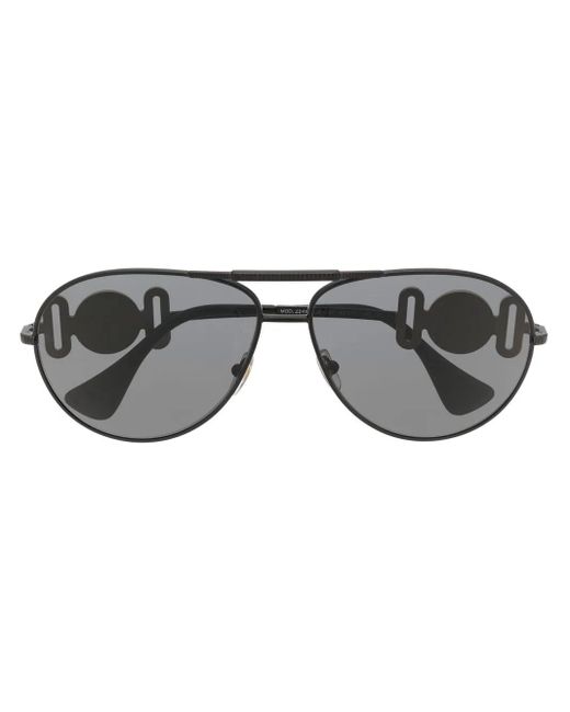 Versace Gray Medusa Pilot-Frame Sunglasses