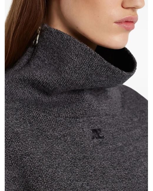 Courreges Gray High-Neck Sweater