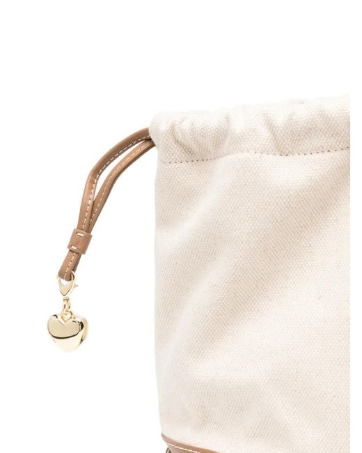Maje Natural Leather-Trim Drawstring Tote Bag