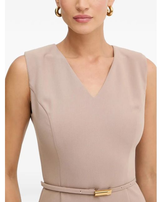 Marciano Natural Belted V-Neck Midi Dress