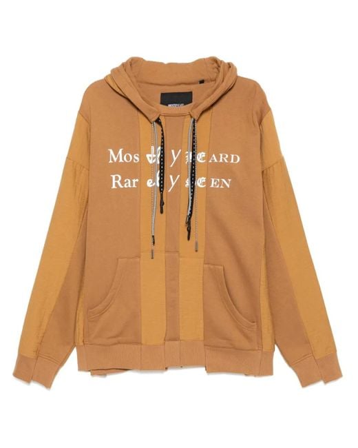 Mostly Heard Rarely Seen Brown Spliced Luxury Mock Hoodie for men
