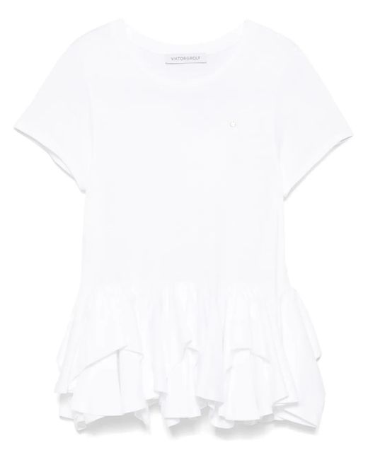 Viktor & Rolf White Peplum-Hem T-Shirt