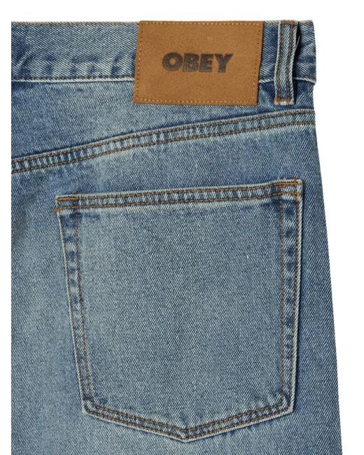 Obey Blue Boxcar Straight-Leg Jeans for men