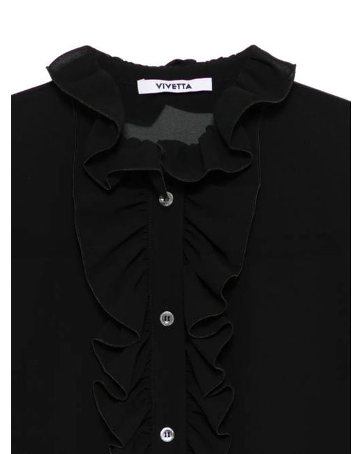 Vivetta Black Ruffled High-Neck Blouse