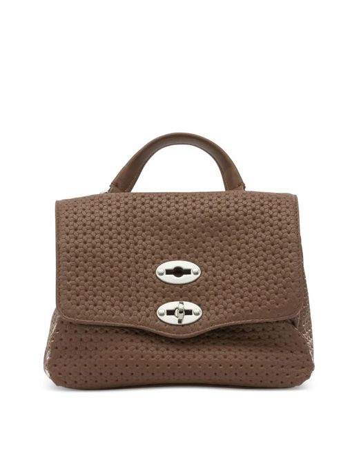 Zanellato Brown Small Postina Woven Stud Leather Tote Bag