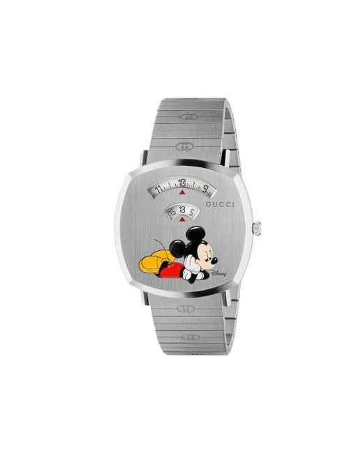 Gucci X Disney Grip Mickey Mouse Horloge in het Metallic