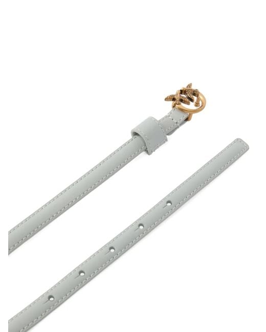 Pinko White Thin Belt With Love Birds Buckle