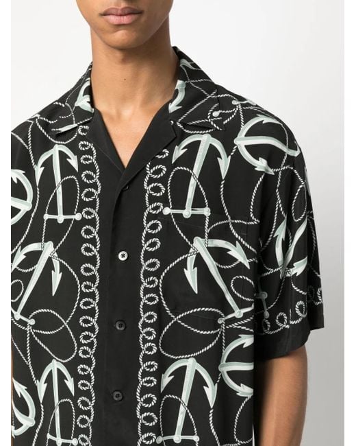 Neighborhood Black Anchor-Print Camp Shirt for men