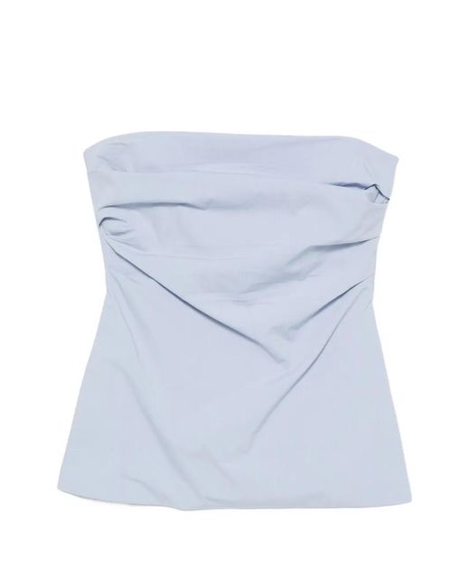 St. Agni Blue Strapless Tie-Back Top
