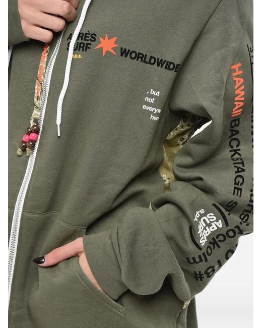 APRÈS SURF Green Logo-Print Zip-Fastening Hoodie