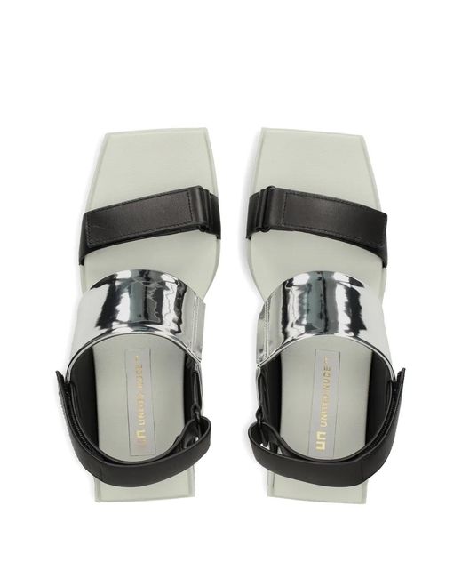 United Nude White Brutt Metallic Touch-Strap Sandals