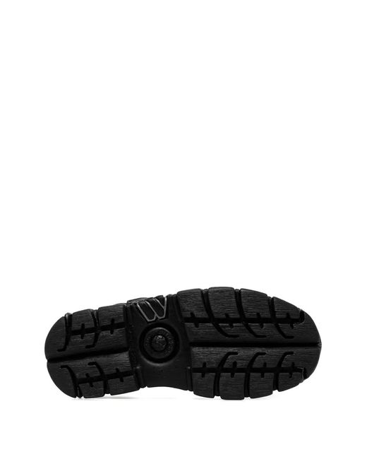 New Rock Black Buckle-Studded Boots
