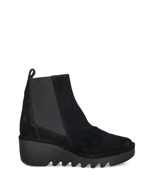 Fly London Black Elasticated-Panel Chelsea Boots