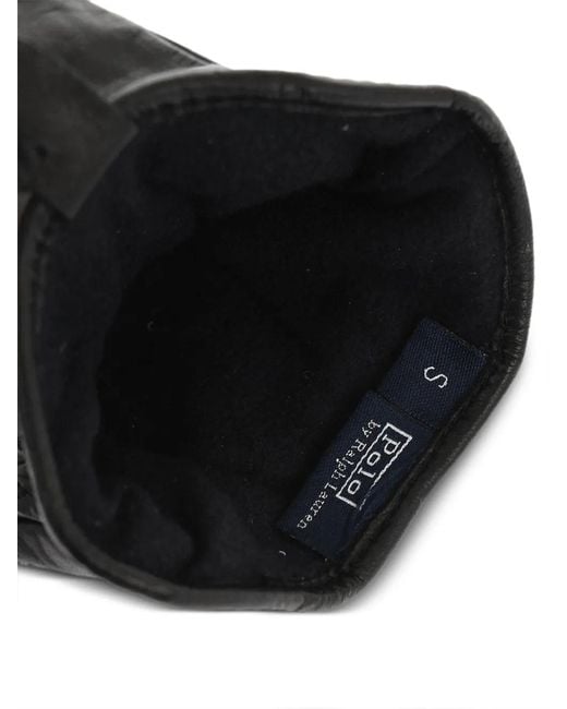 Polo Ralph Lauren Black Leather Gloves Lined With Fleece for men