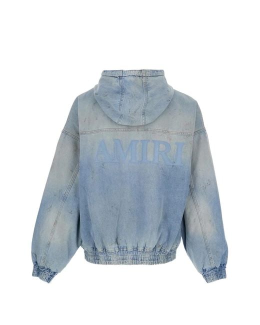 Amiri Blue Ma-Appliqué Hooded Jacket for men