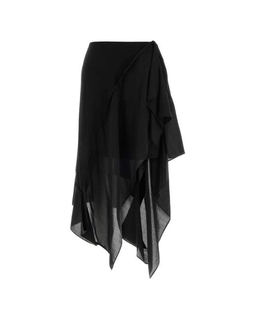 Y's Yohji Yamamoto Black Asymmetric Draped Skirt