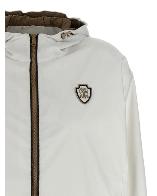 Brunello Cucinelli White Nylon Hooded Jacket