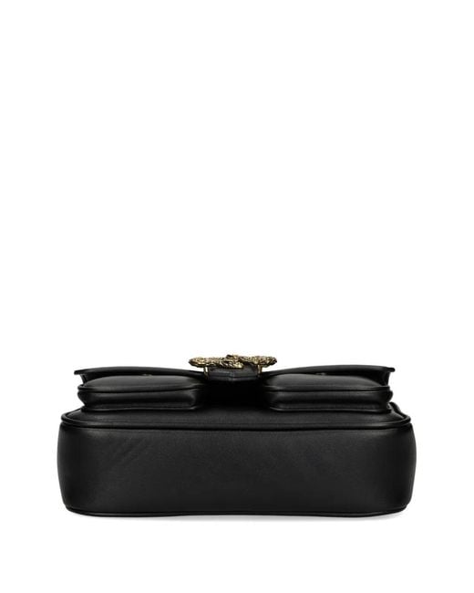 Just Cavalli Black Snake-Buckle Satchel