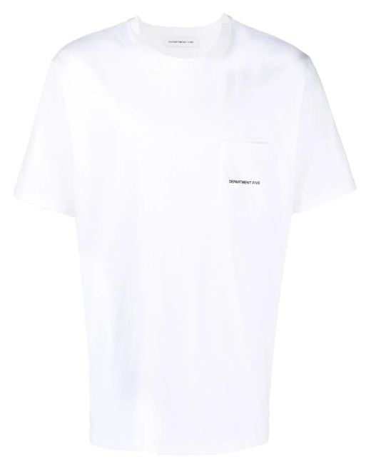 Department 5 White Logo-Print Cotton T-Shirt for men