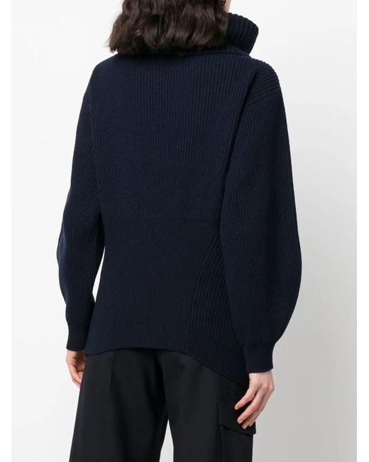 Stella McCartney Blue Roll-Neck Rib-Knit Jumper