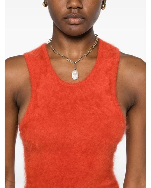 Nanushka Red Débardeur En Maille À Effet Brossé
