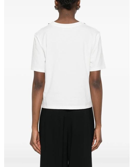 ERMANNO FIRENZE White Embellished Crew-Neck T-Shirt