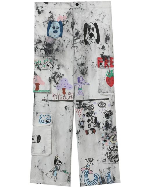 WESTFALL Gray Graphic-print Cargo Trousers for men