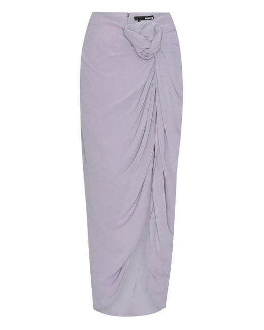 ROTATE BIRGER CHRISTENSEN Purple Knot-Embellished Crepe Skirt