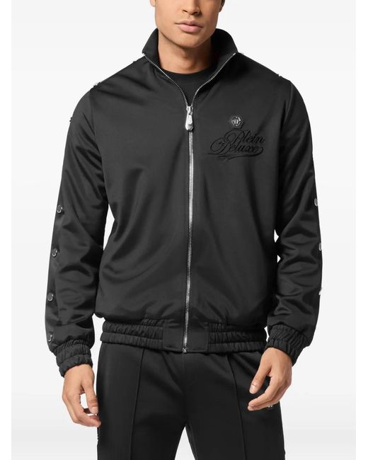 Philipp Plein Black Button-Detail Track Jacket for men