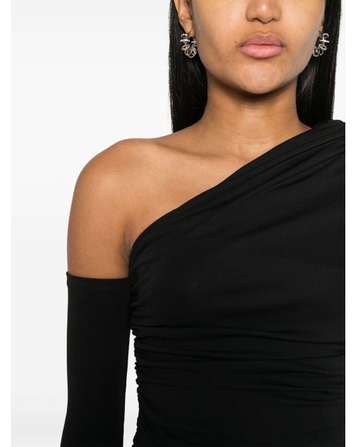 ANDAMANE Black Olimpia One-shoulder Mini Dress