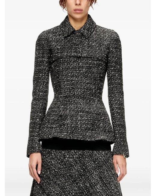 DIESEL Black G-Anne Tweed-Texture Cropped Jacket