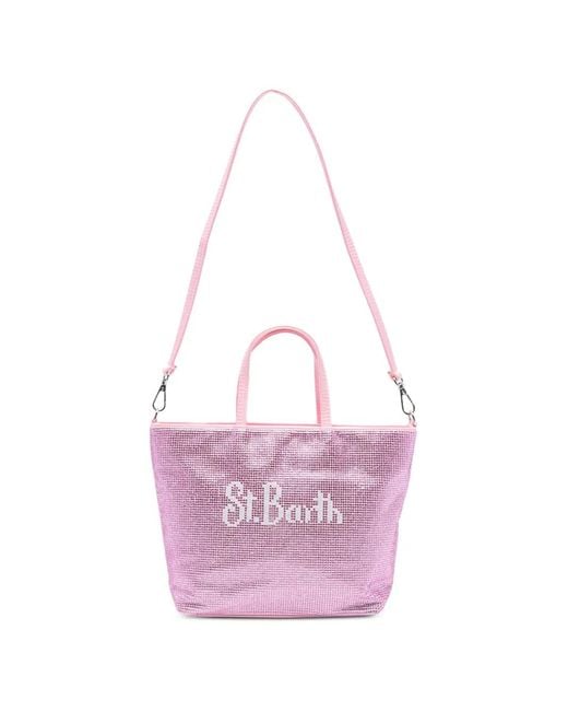Mc2 Saint Barth Pink Mini Strass Tote Bag