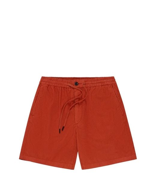 Slowear Red Drawstring Velvet Regular Fit Shorts for men