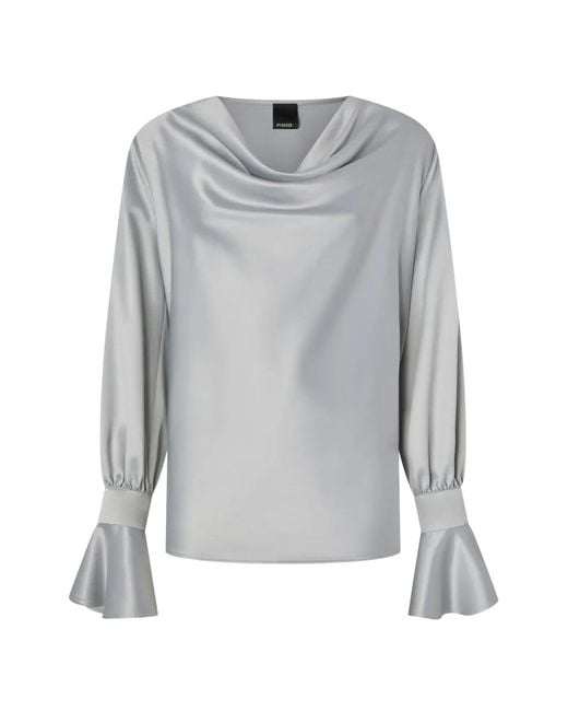 Pinko White Filipa Blouse With Cowl Neck