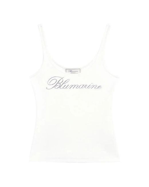 Blumarine White Logo-Embroidered Top