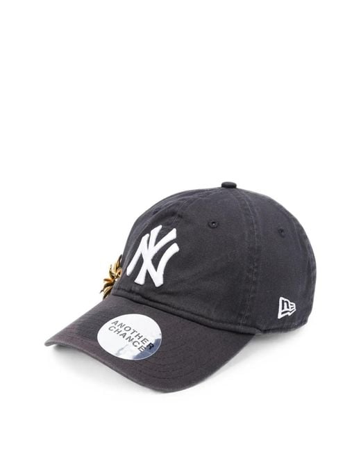 ANOTHER CHANCE Black Embellished Logo-Embroidered Baseball Cap for men