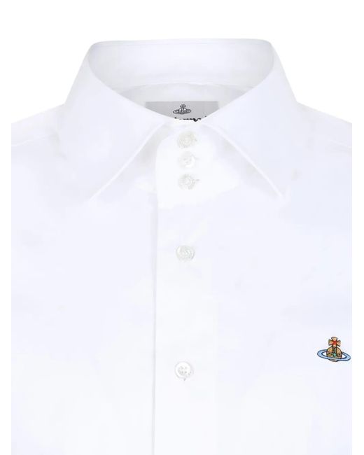 Vivienne Westwood White Orb-Embellished Cotton-Blend Shirt for men