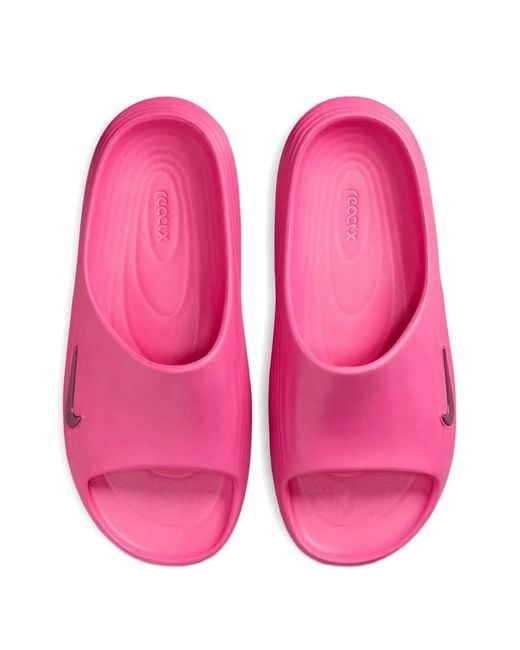 Nike Pink Reactx Ribbed Slides