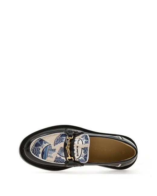 Filling Pieces Black Patterned Loafers