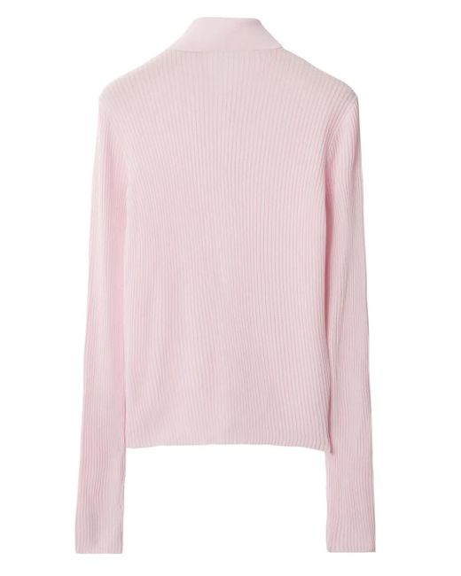 Burberry Pink Buttoned Ribbed Cardigan