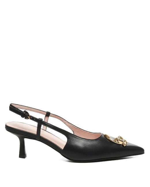 Coccinelle Black Logo-Plaque Slingback Heeled Pumps